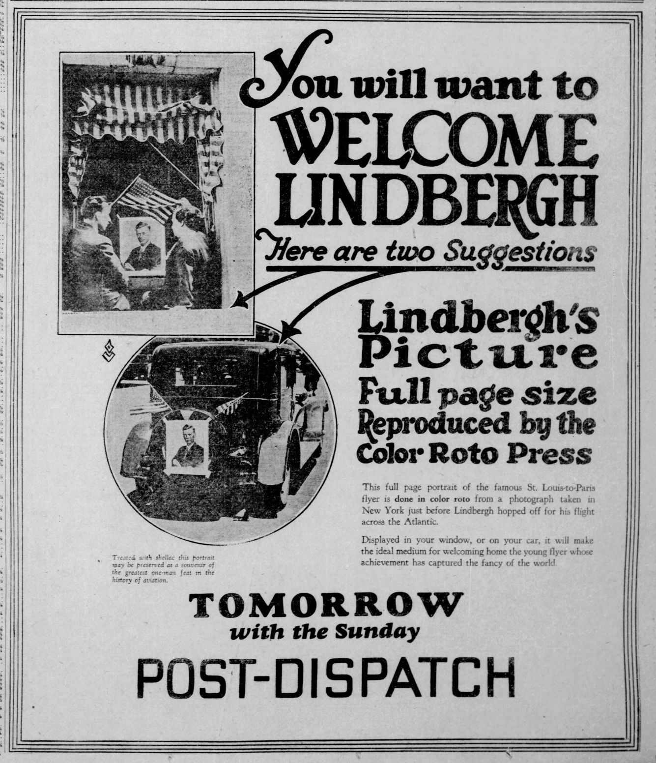 June 11, 1927 - The Post-Dispatch's welcome plan